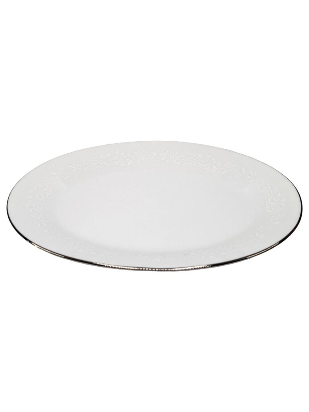 Noritake Reina Oval Serving Platter 6450Q White Porcelain Floral Embossed 12"